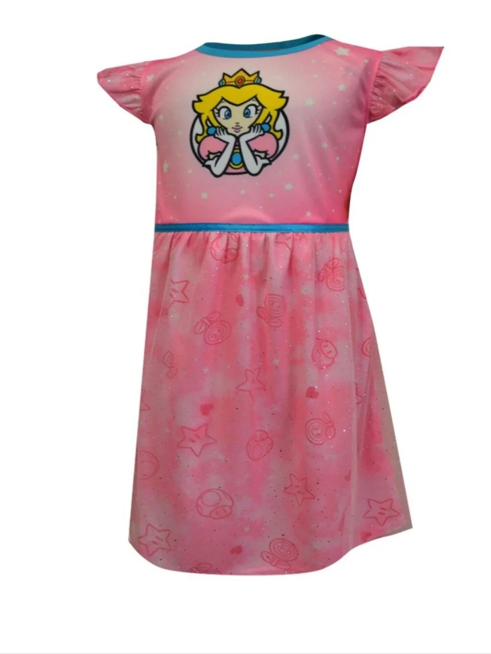 Super Mario Bros Princess Peach Girls Nightgown Size 4 Pink